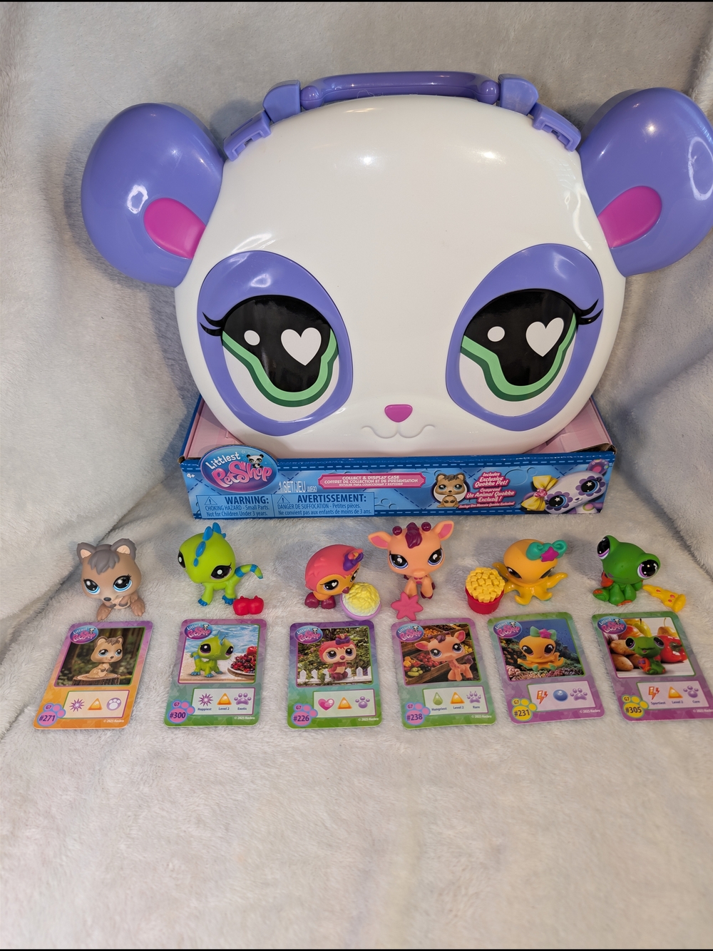 Littlest Pet Shop Purple Panda Carry Case with 6 Mini Pets, Cards, 5 accessories
